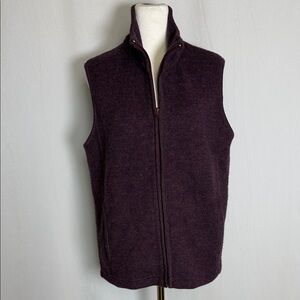 Men's Alpaca and Pima Cotton Purple Vest Size S Zipper Pockets Quiet Luxury EUC